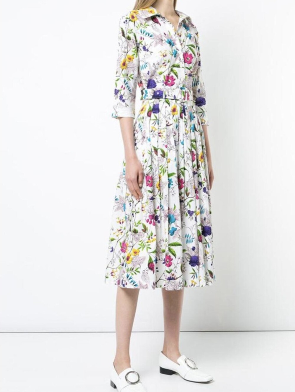 Samantha Sung Avery Botanical Floral Button Down Tea Party Shirtdress Size 4